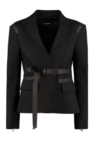 Belted waist blazer-0